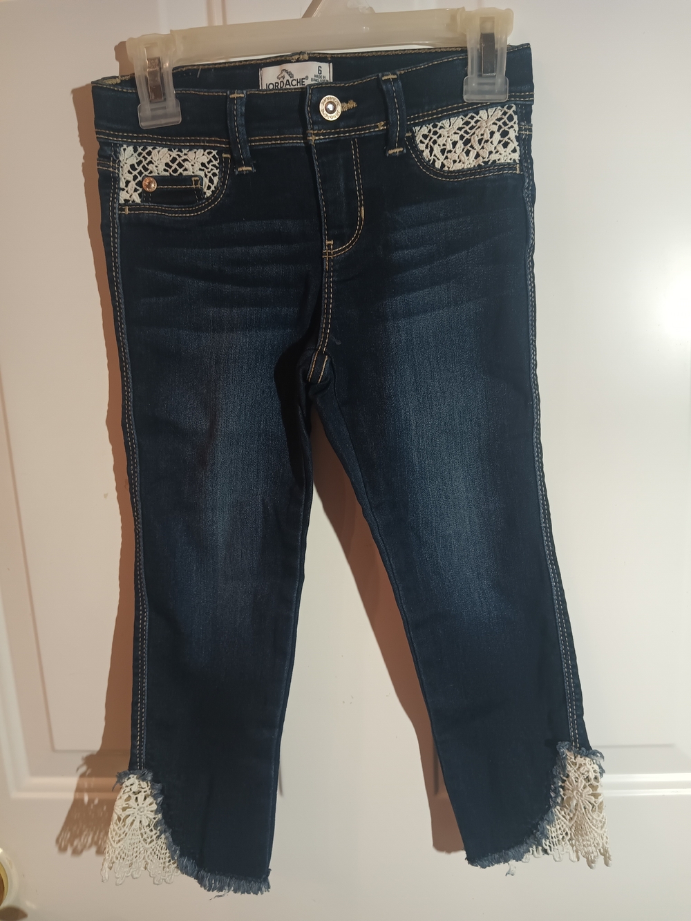 Jordache Girls NWOT Jeans with Cream Lace Trim